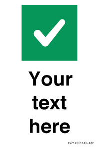 Custom plain background, green square with tick sign